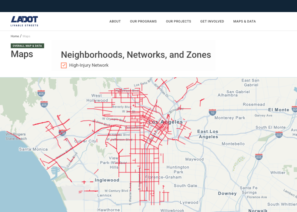 High injury network map for LADOT