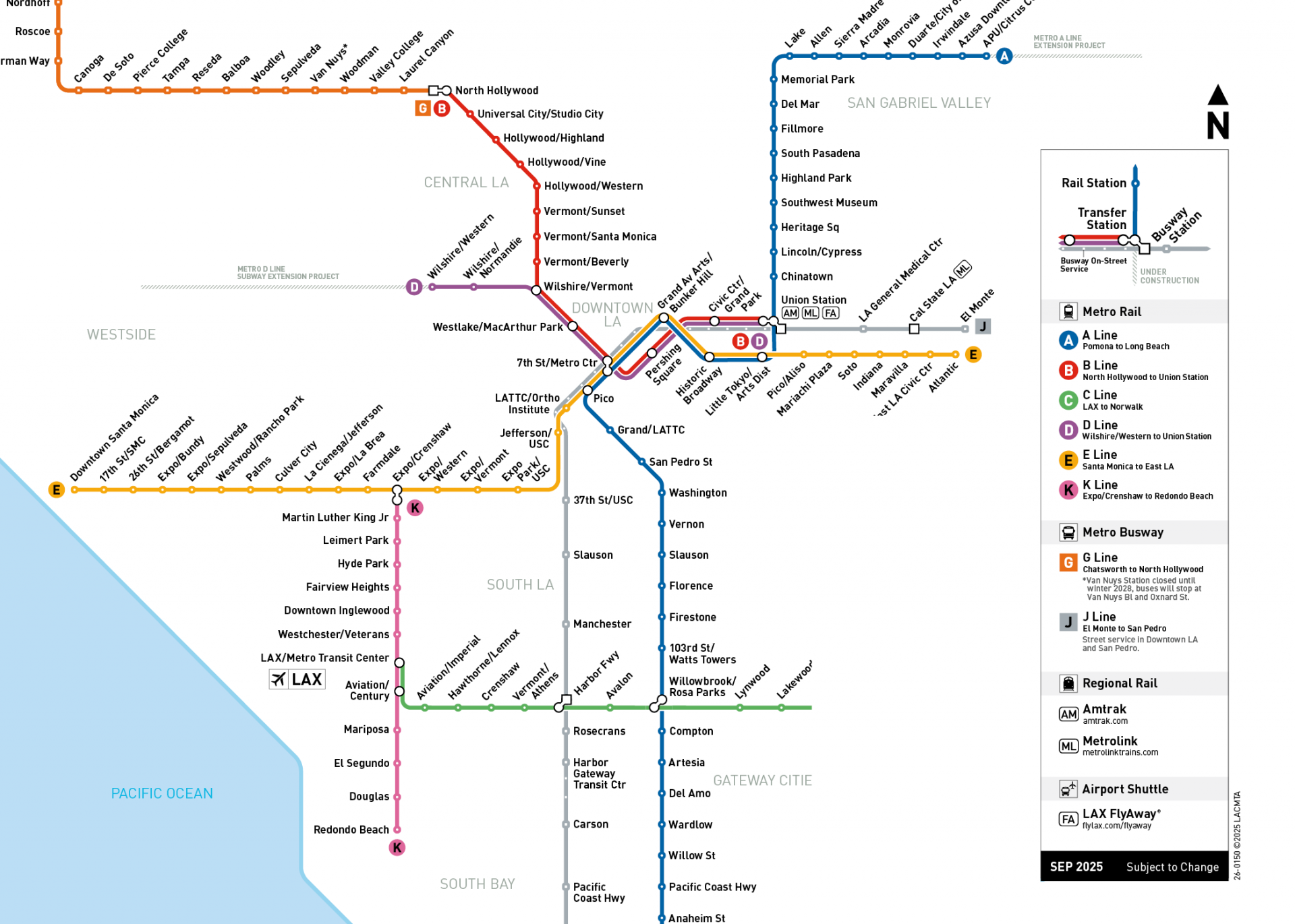 DCR designs the Go Metro map for LA Metro which shows the core Rail and BRT services.