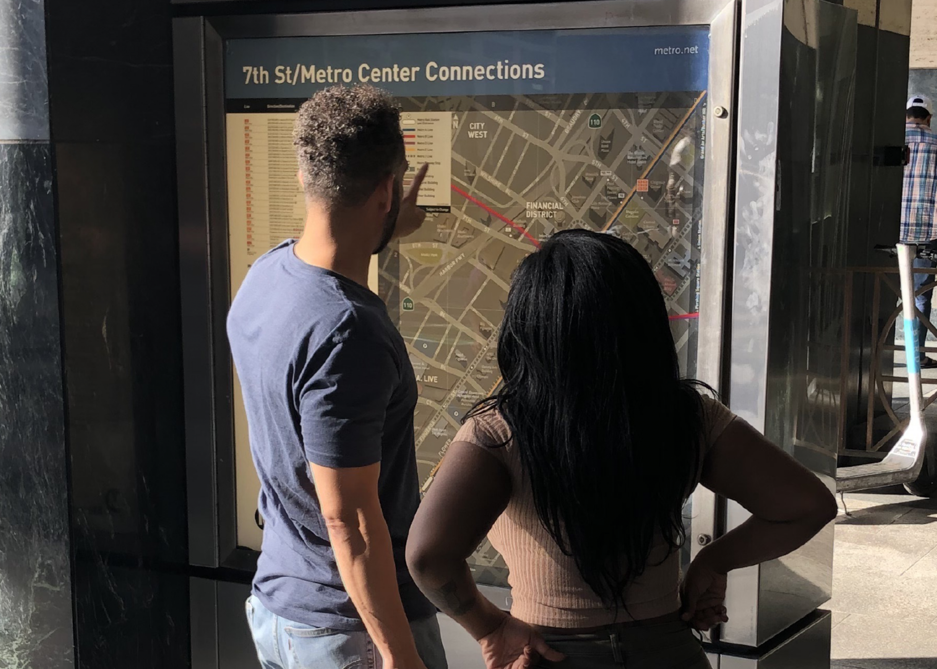 DCR designs connection maps for LA Metro. This photo is an example of our Connection Map at the 7th St/Metro Center station in Los Angeles.