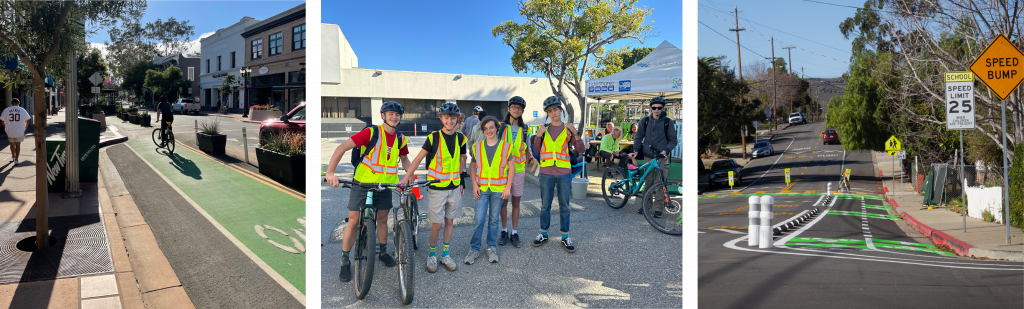 Photos of bike infrastructure and bikers in San Luis Obispo County