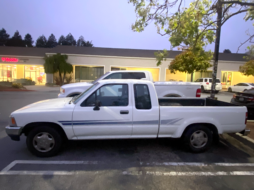 Visual comparison of and old vs new Toyota truck model to show that although the new truck is bulkier, the truck bed is not bigger. 