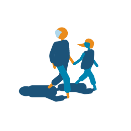 Family walking and holding hands